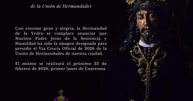 Nuestro Padre Jesús de la Sentencia y Humildad presidirá el Vía Crucis Oficial de la Unión de Hermandades de Jerez en 2026