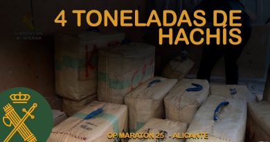 Desarticulada red de narcotráfico en Alicante: Incautados 4.2 toneladas de hachís y tres detenidos