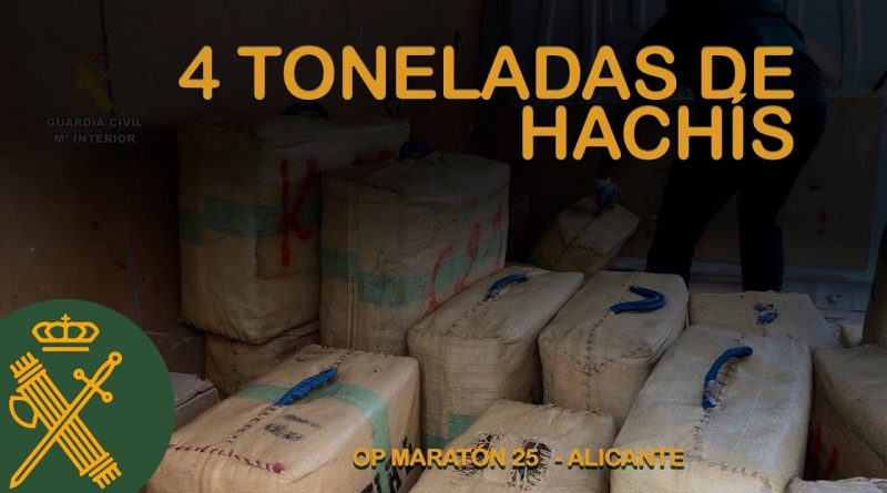 Desarticulada red de narcotráfico en Alicante: Incautados 4.2 toneladas de hachís y tres detenidos