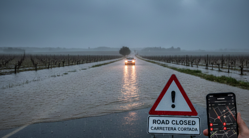 Carreteras cortadas en Jerez y en la provincia de Cádiz por lluvias e inundaciones: Consulta el mapa de la DGT en tiempo real